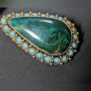 Israel Stone Brooch Or Pendant Sterling Silver